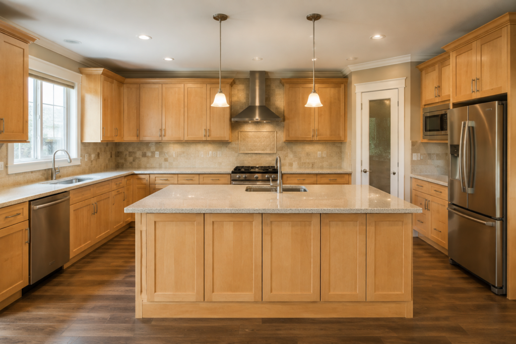 Before: dated kitchen cabinets in Vaughan, ON