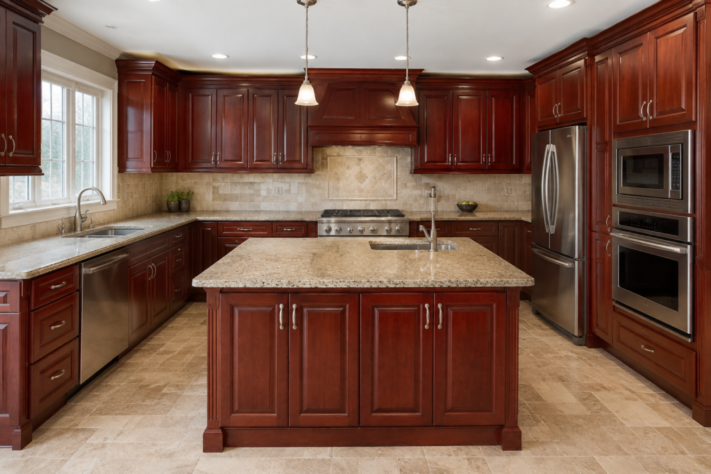Before: dated kitchen cabinets in Hamilton, ON
